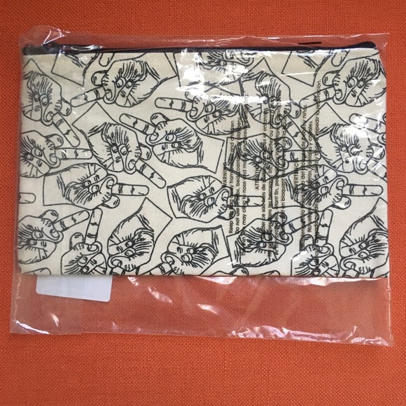 Don't Tell Me Smile Zip Pouch middle fingers Towne9 purple feminist bag NWT new - Picture 3 of 7